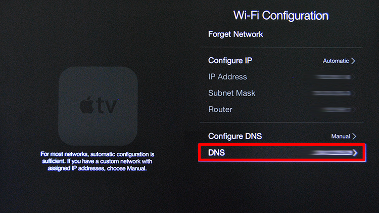 Apple TV 3 SmartDNS setup guide