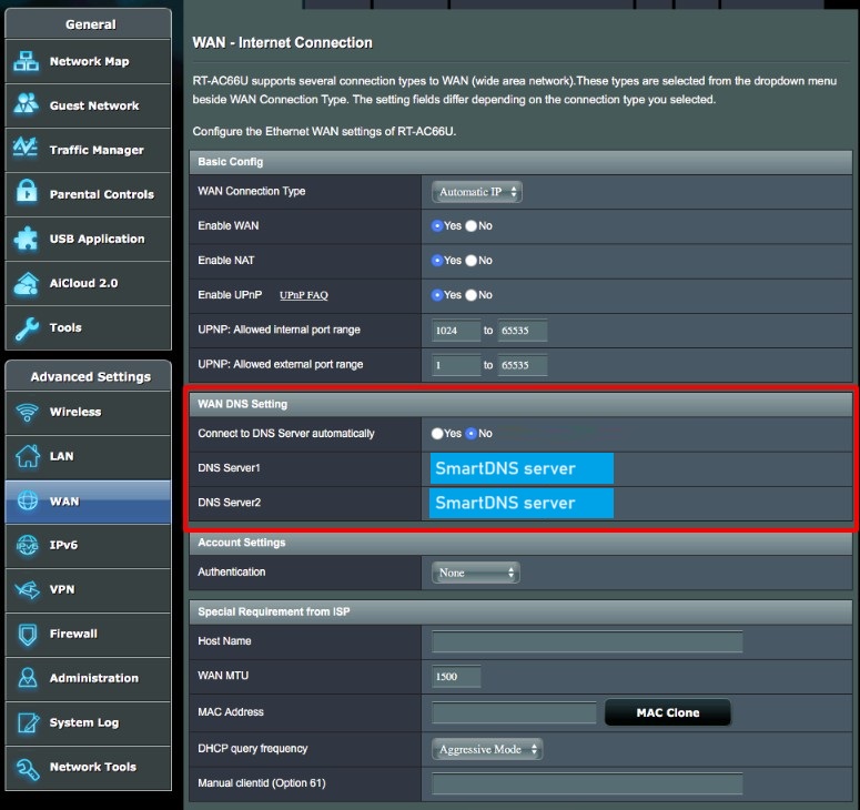 Asus router SmartDNS setup guide